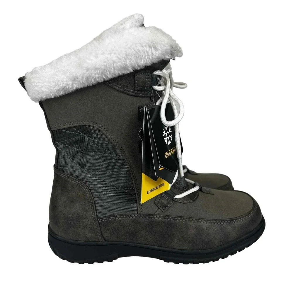 Khombu Whitney Brown Faux Fur Cold Rated Thermolite Winter Boots Size 6